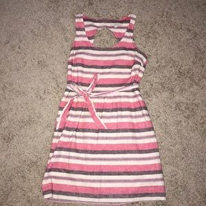 Striped linen dress w/ keyhole back detail Loft 8